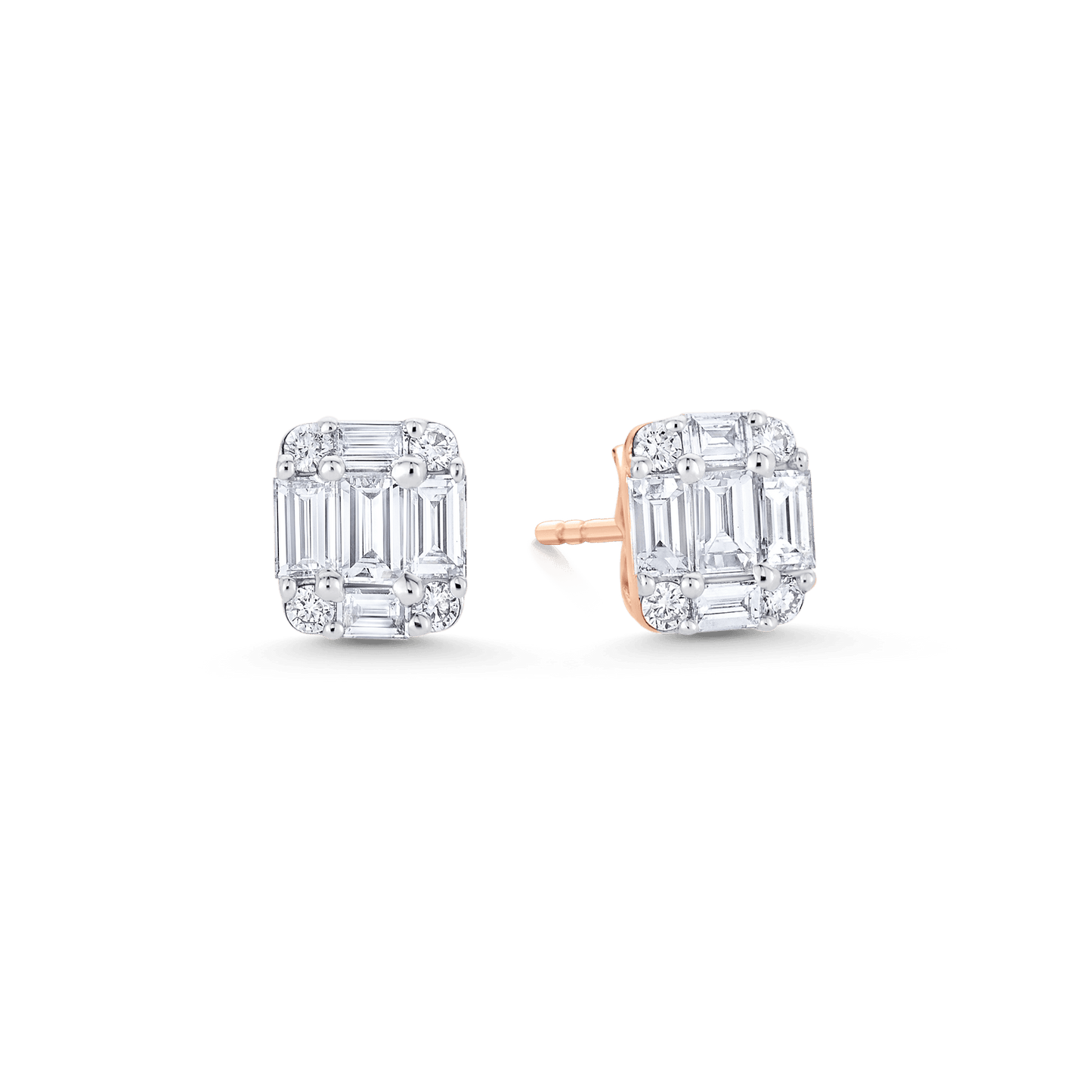 1.50 TCW Round & Emerald Moissanite Diamond Stud Earrings - farrellouise