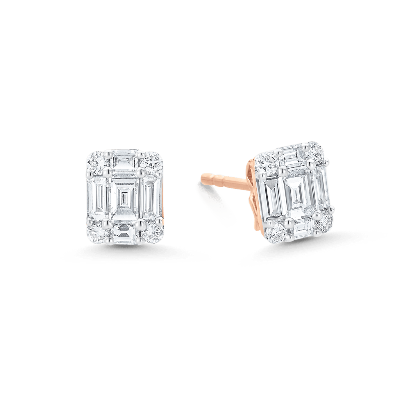 2.0 TCW Round & Baguette Moissanite Diamond Stud Earrings - farrellouise