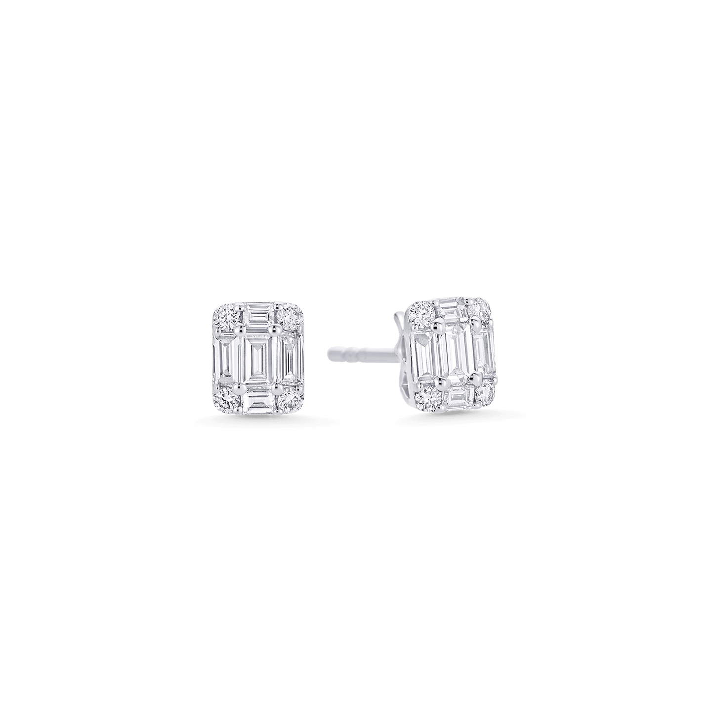 0.31 TCW Round & Emerald Moissanite Diamond Stud Earrings - farrellouise