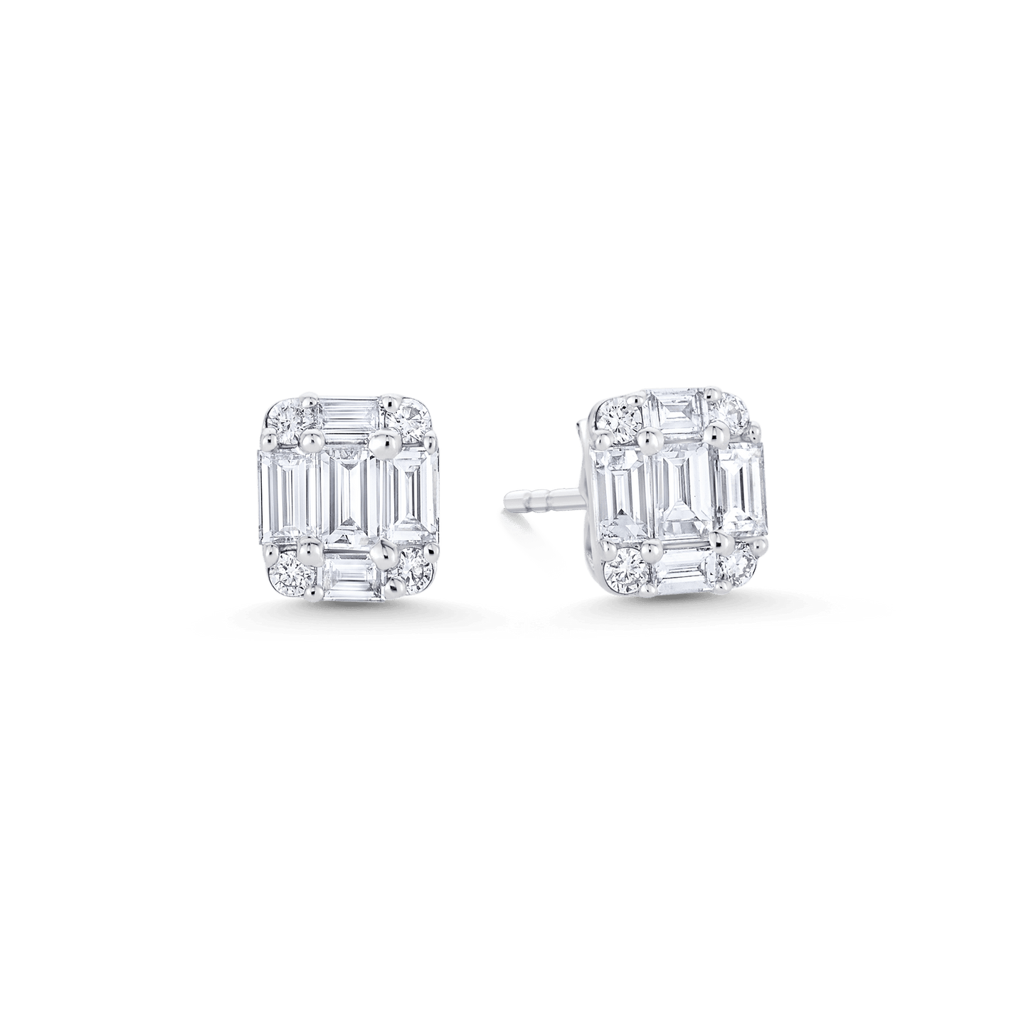 1.50 TCW Round & Emerald Moissanite Diamond Stud Earrings - farrellouise