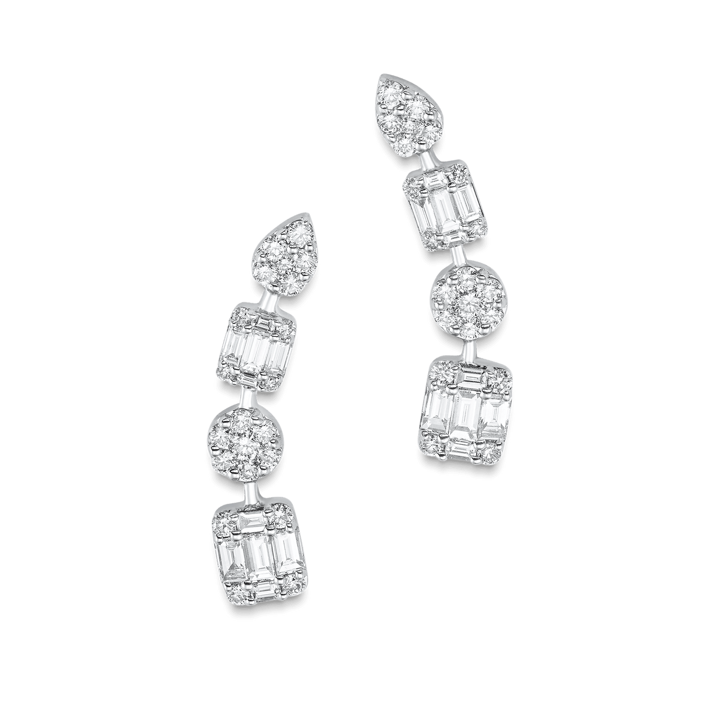 0.75 TCW Round & Baguette Moissanite Diamond Ear Crawlers Earrings - farrellouise