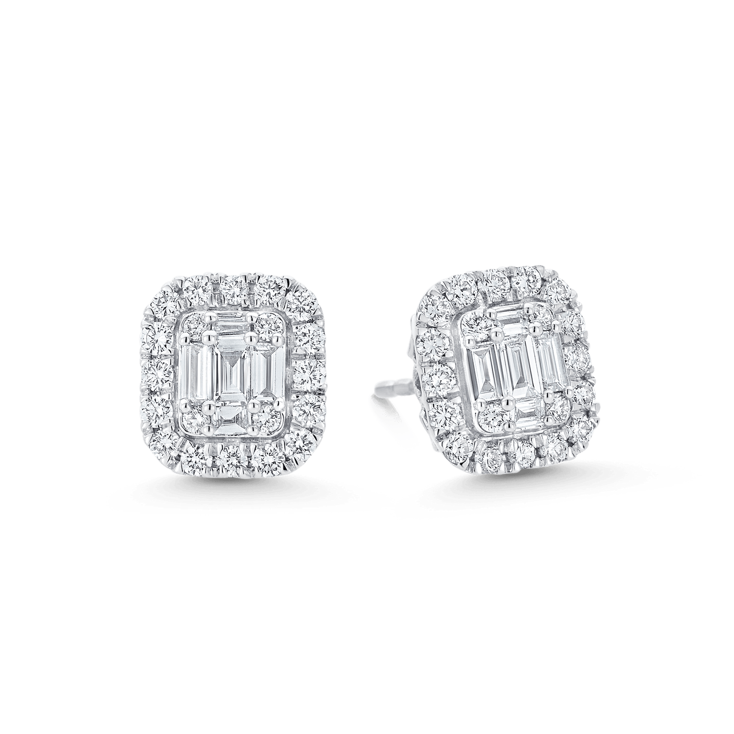 2.10 TCW Round & Baguette Moissanite Diamond Stud Earrings - farrellouise
