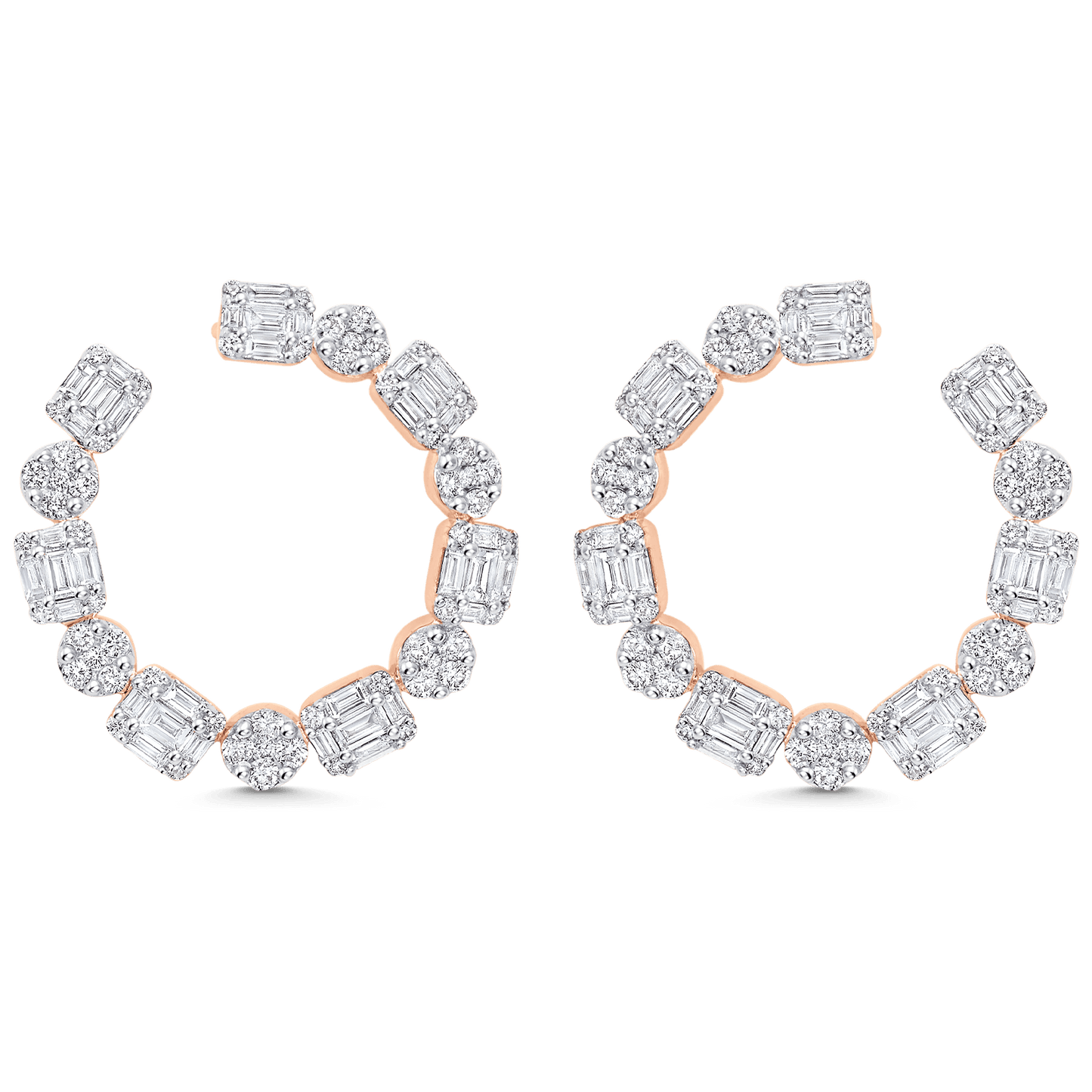 2.57 TCW Round & Baguette Moissanite Diamond Hoop Earrings - farrellouise