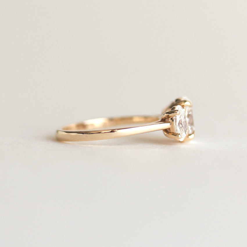 1.10 CT Oval Moissanite Three Stone Engagement Ring - farrellouise
