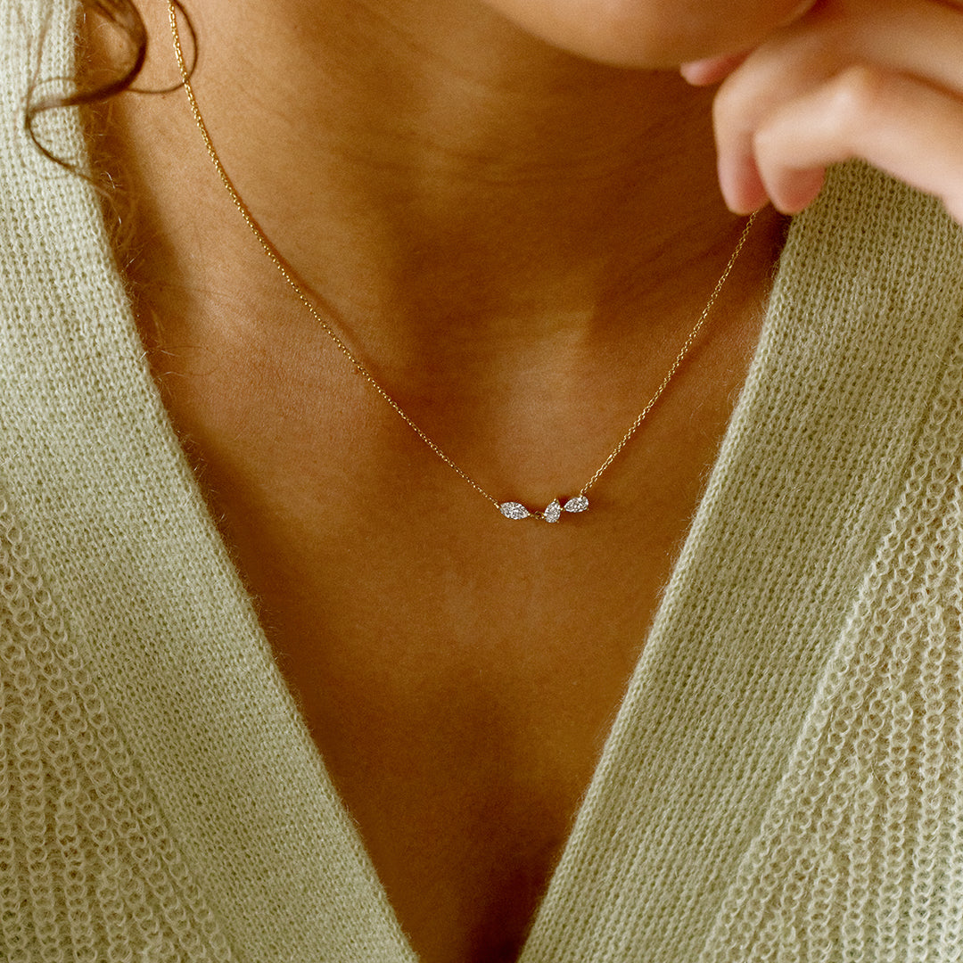 0.48 TCW Pear & Marquise Moissanite Diamond Multi Stones Pendent Necklace - farrellouise