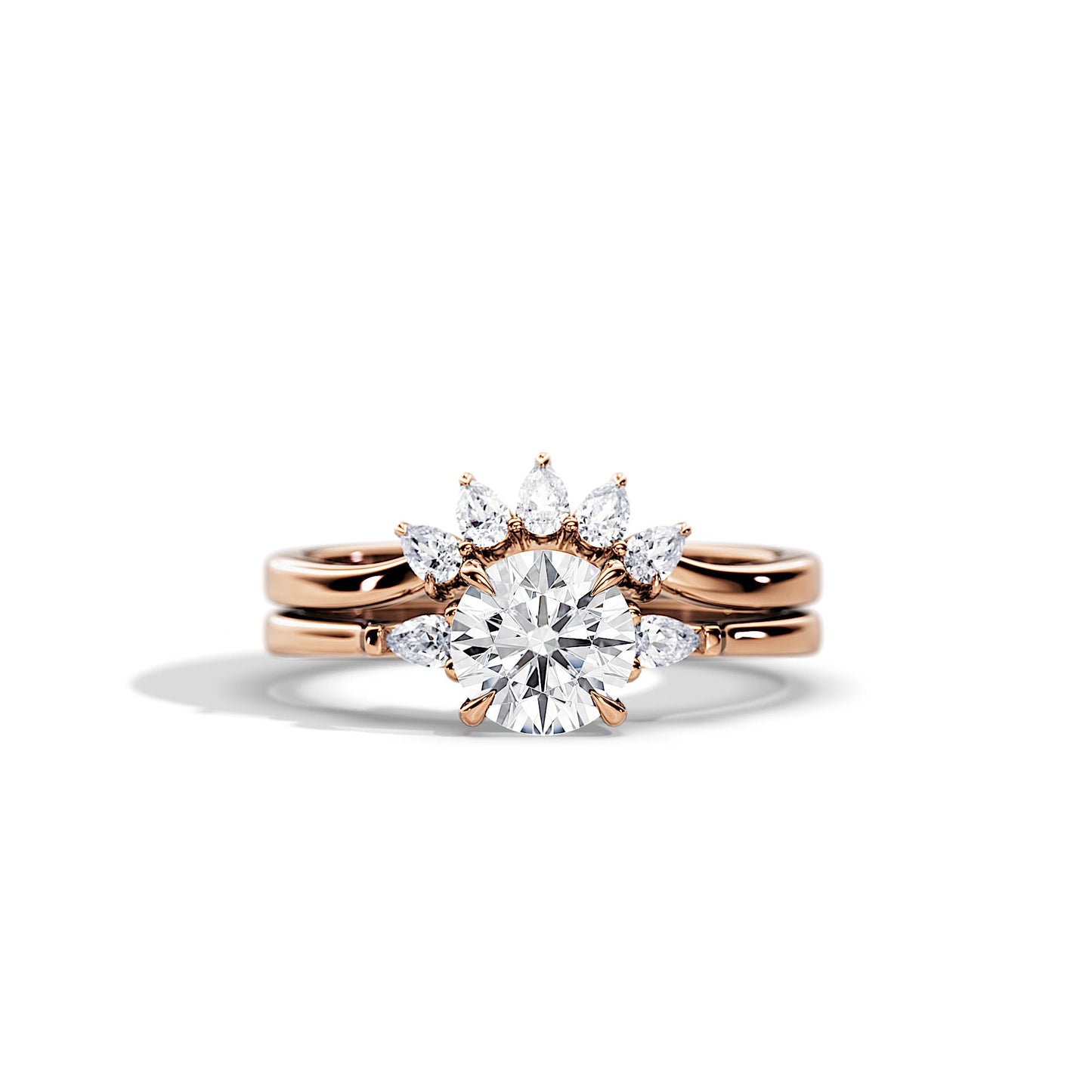 1.0 CT Round Moissanite Three Stone Bridal Ring Set
