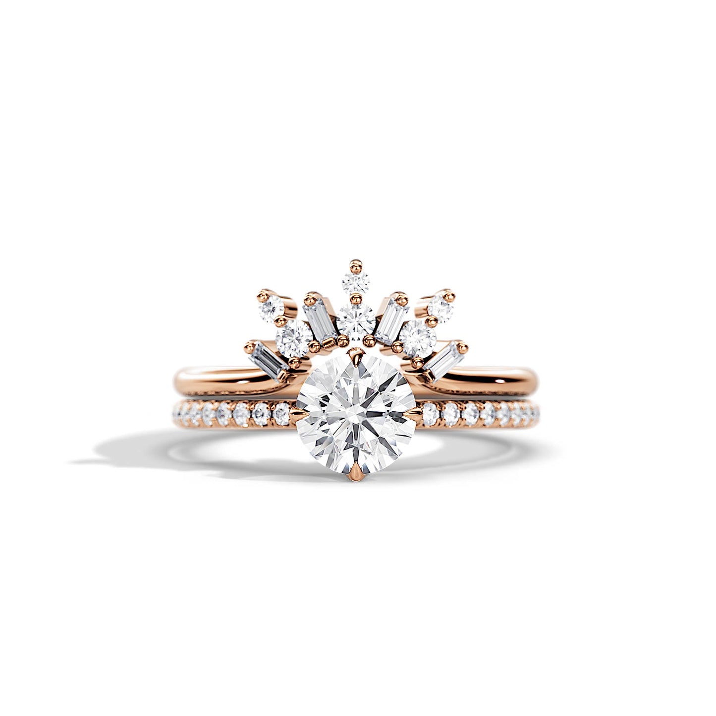 1.0 CT Round Moissanite Pave Setting Bridal Ring Set