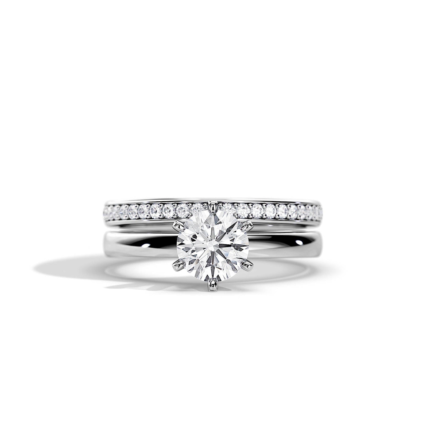 0.50 CT Round Moissanite Solitaire Bridal Ring Set