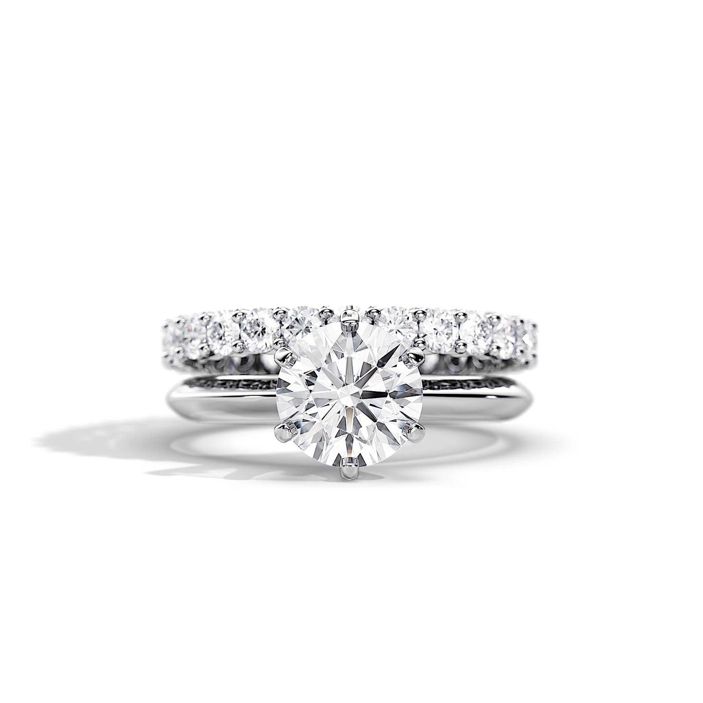 2.0 CT Round Moissanite Solitaire Style Bridal Ring Set