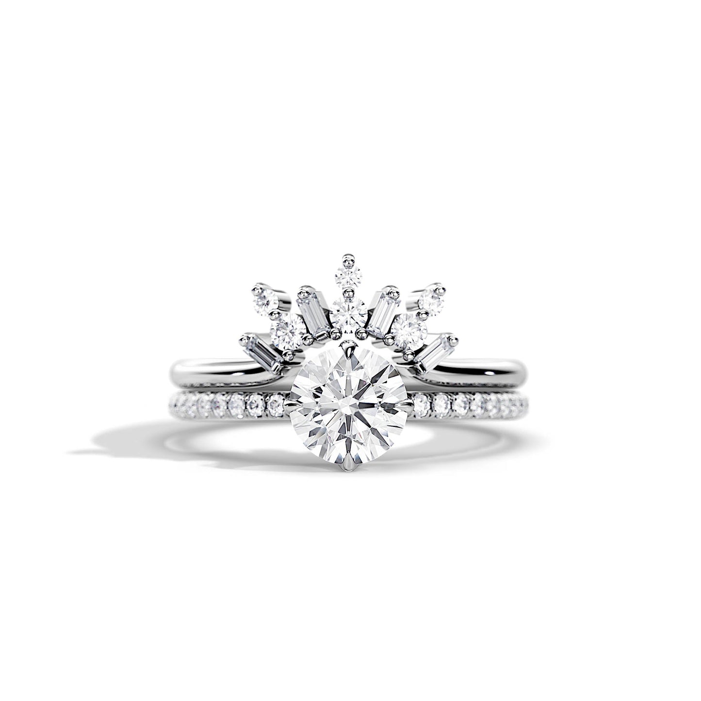 1.0 CT Round Moissanite Pave Setting Bridal Ring Set