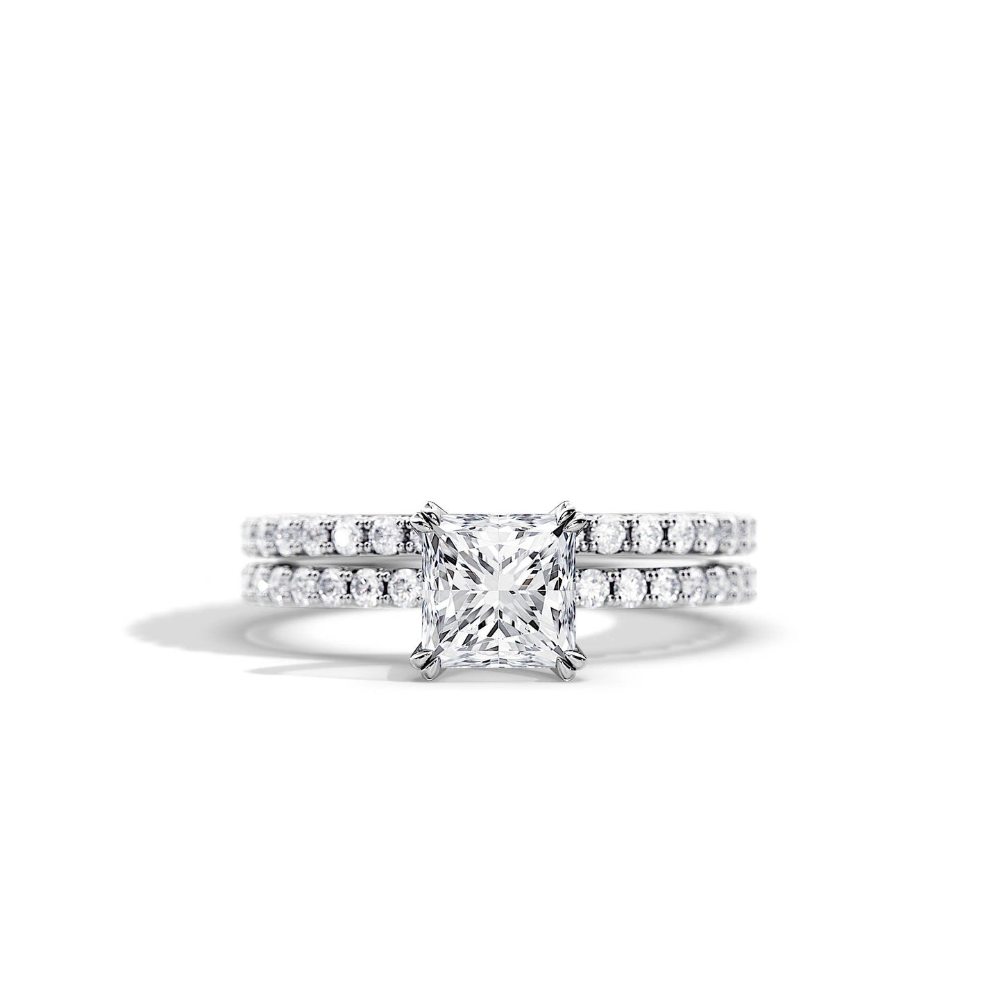 1.20 CT Princess Moissanite Pave Style Bridal Ring Set