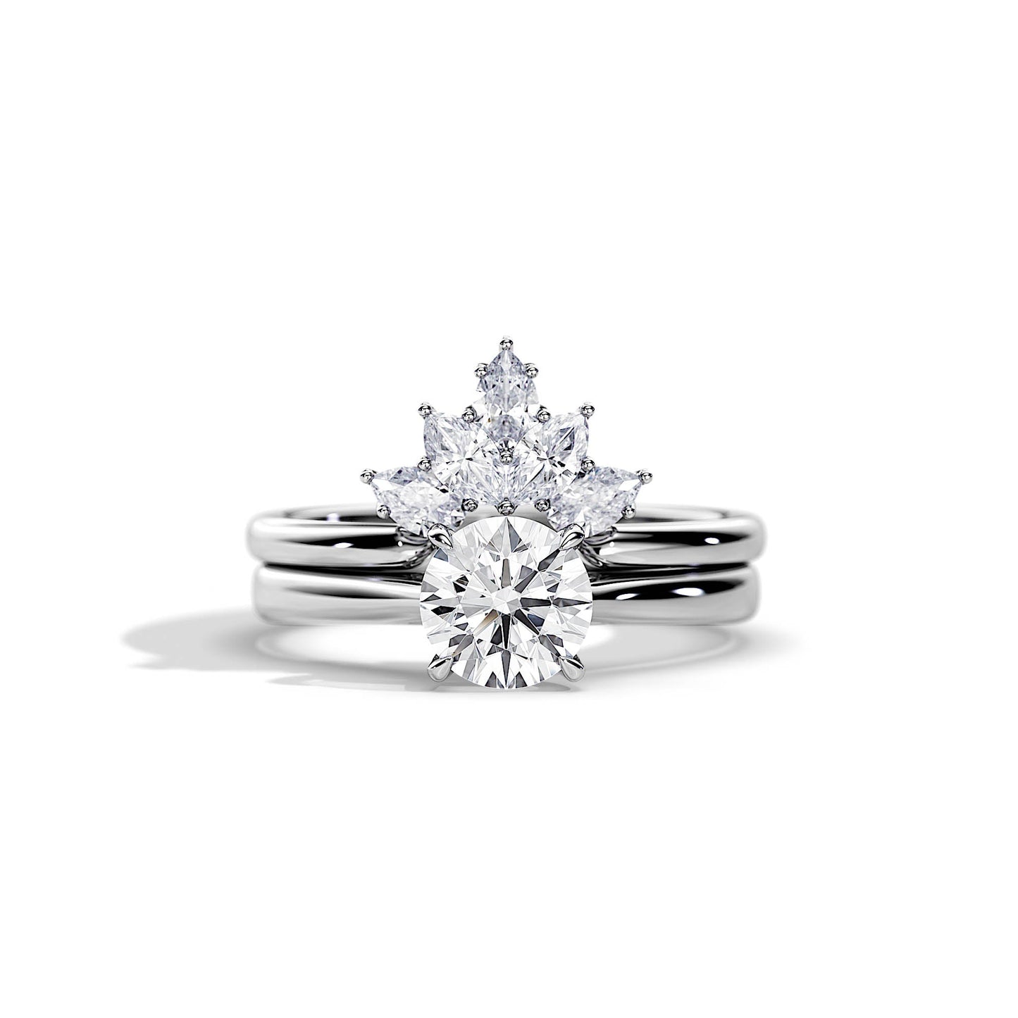 2.0 CT Round Moissanite solitaire Bridal Ring Set