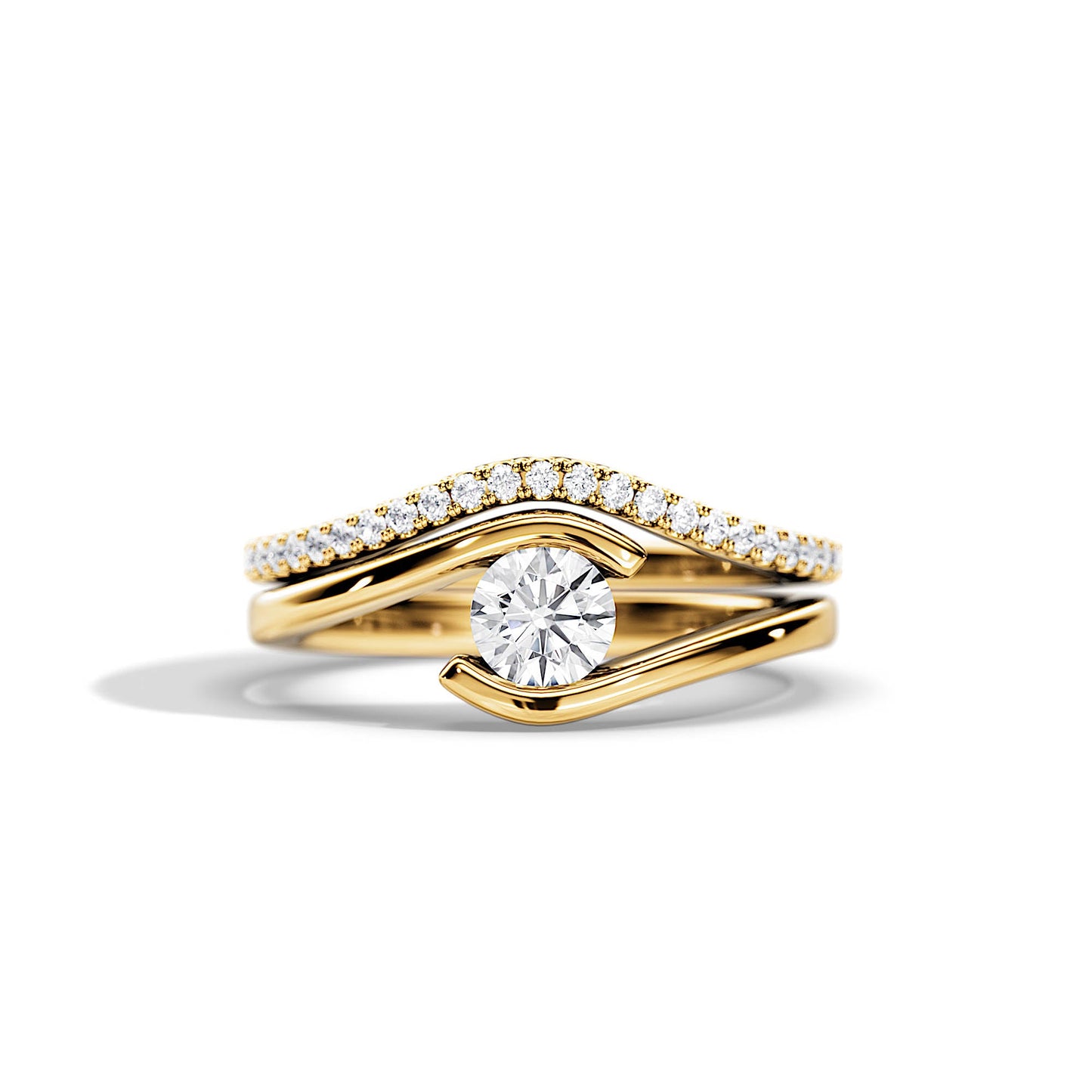 0.5 CT Round Moissanite tension Bridal Ring Set