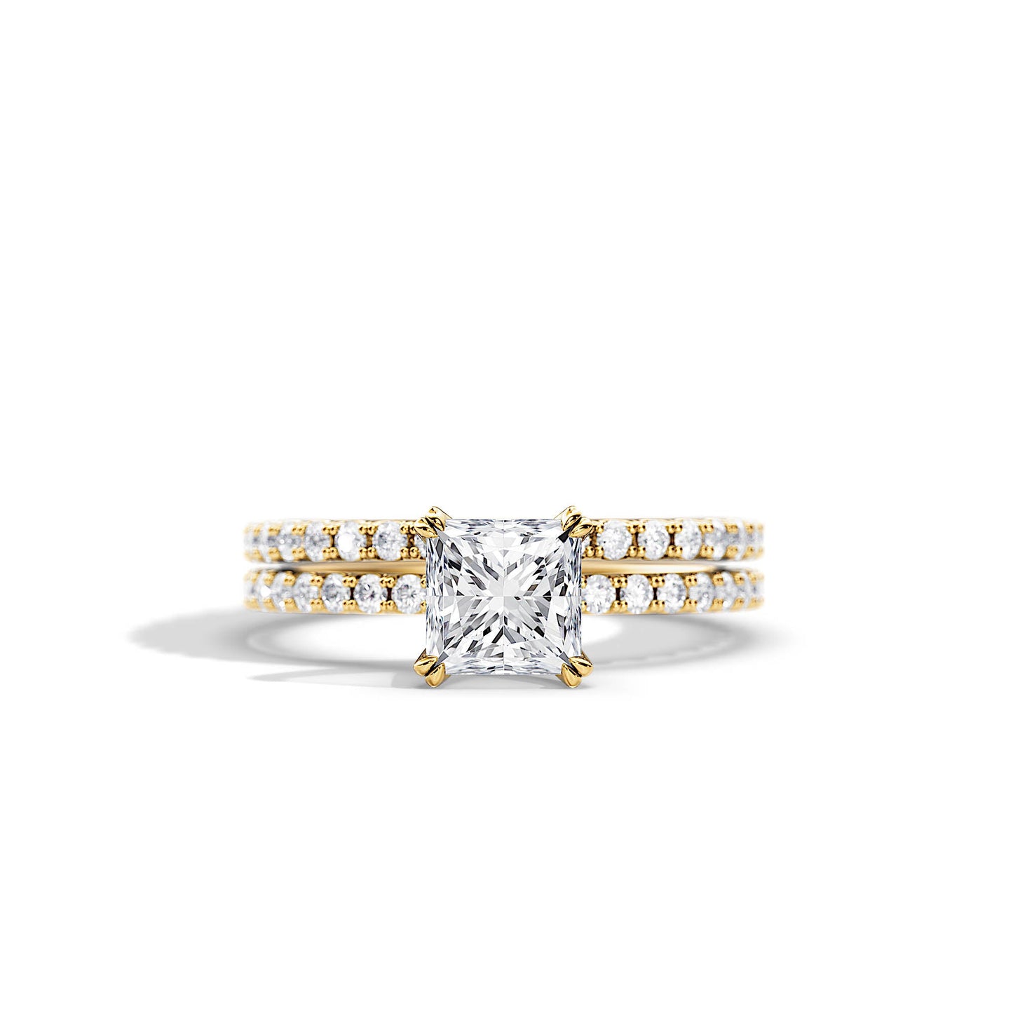 1.20 CT Princess Moissanite Pave Style Bridal Ring Set