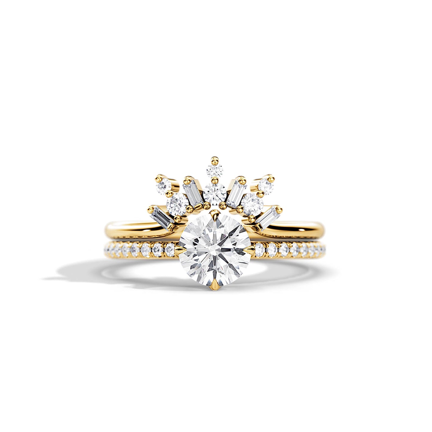 1.0 CT Round Moissanite Pave Setting Bridal Ring Set