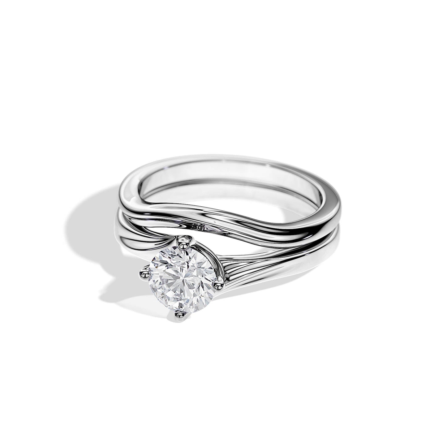 1.0 CT Round Moissanite Swirl Style Bridal Setting Ring Set