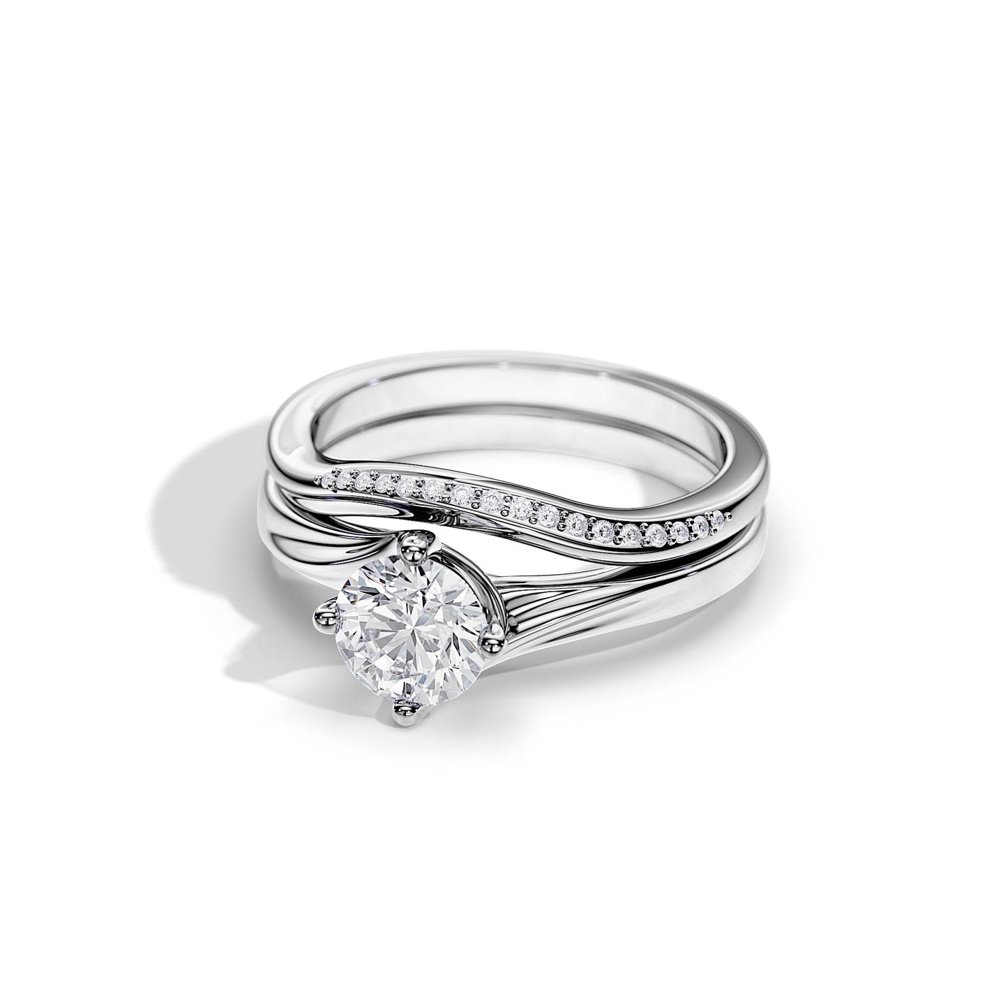 1.0 CT Round Moissanite Swirl Bridal Setting Ring Set