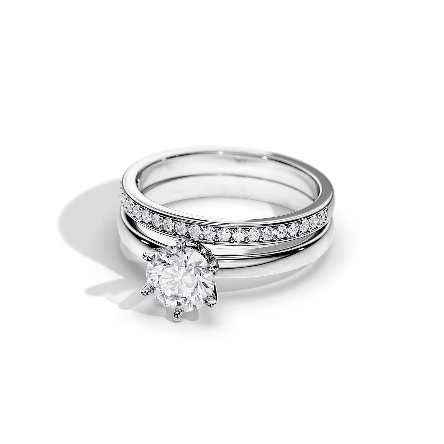 0.50 CT Round Moissanite Solitaire Bridal Ring Set