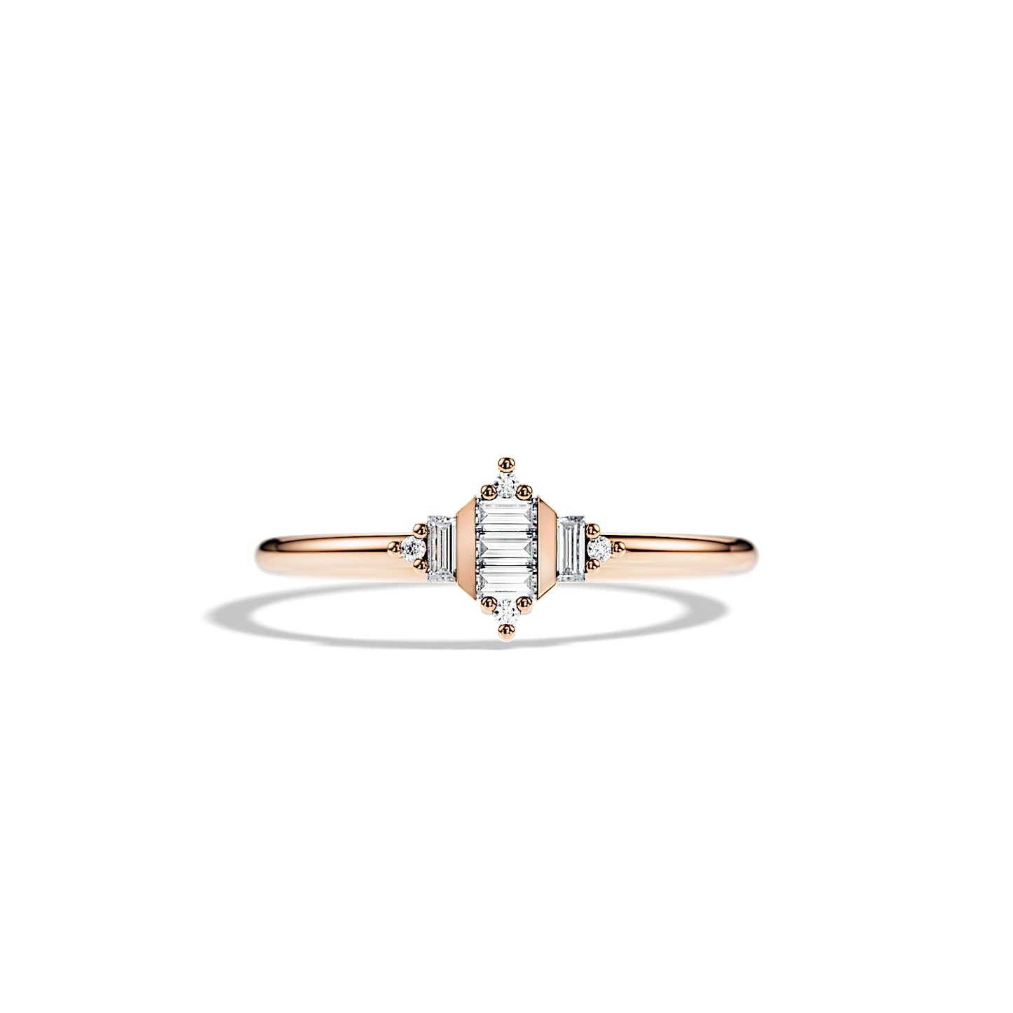 0.24 TCW Baguette & Round Minimalist Moissanite Wedding Band