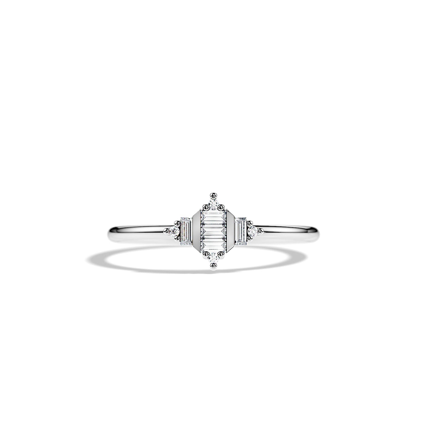 0.24 TCW Baguette & Round Minimalist Moissanite Wedding Band