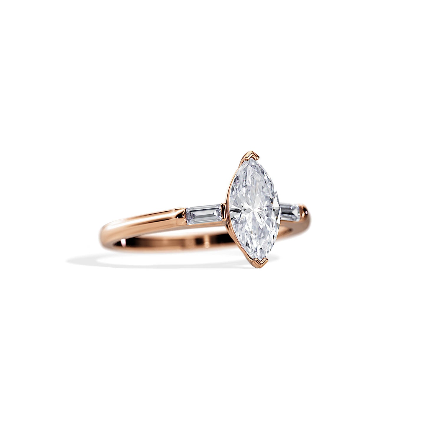 1.0 CT Three Stone Marquise Cut Moissanite Engagement Ring