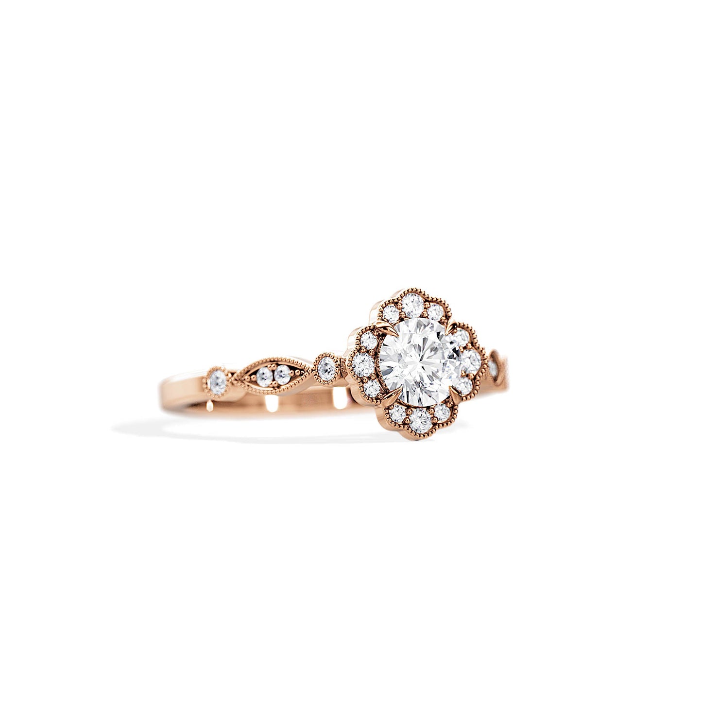0.50 CT Round Cut Moissanite Halo Engagement Ring