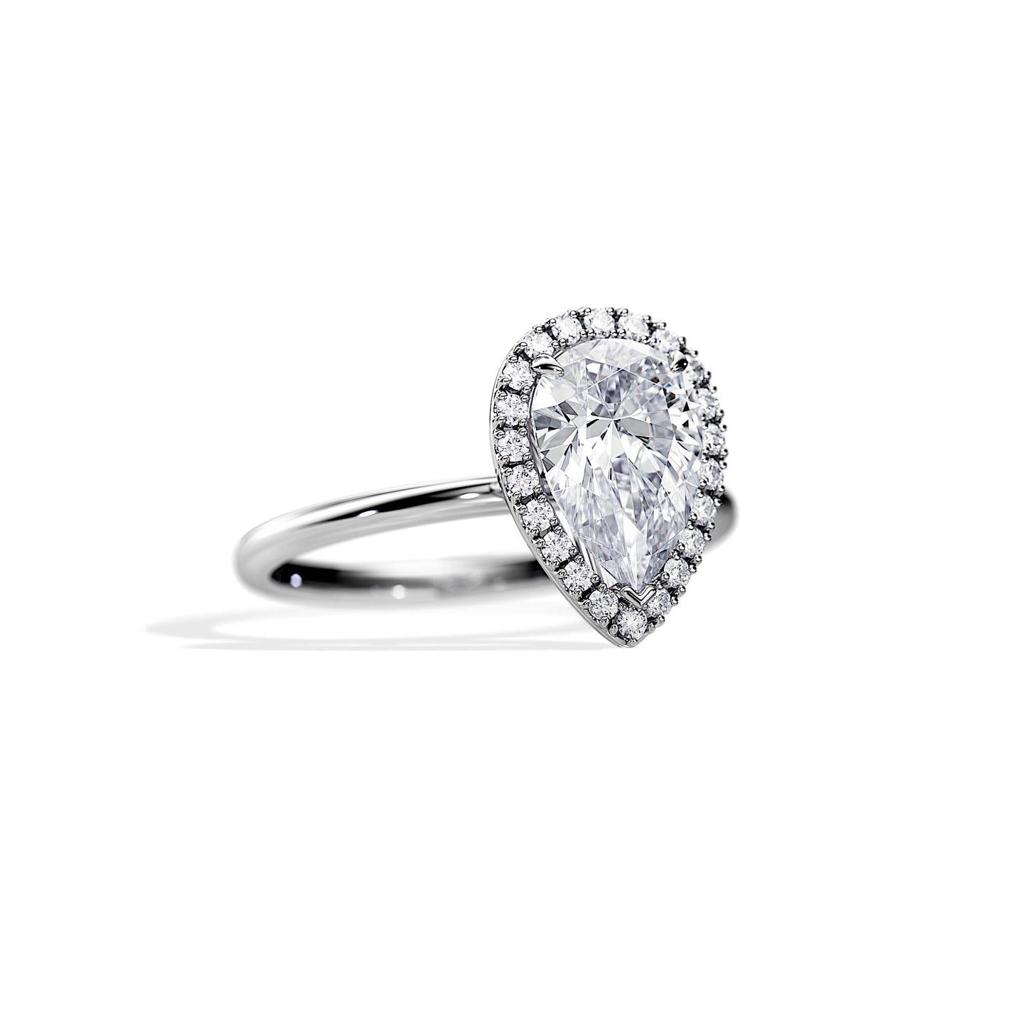 2.10 CT Pear Cut Moissanite Halo Engagement Ring