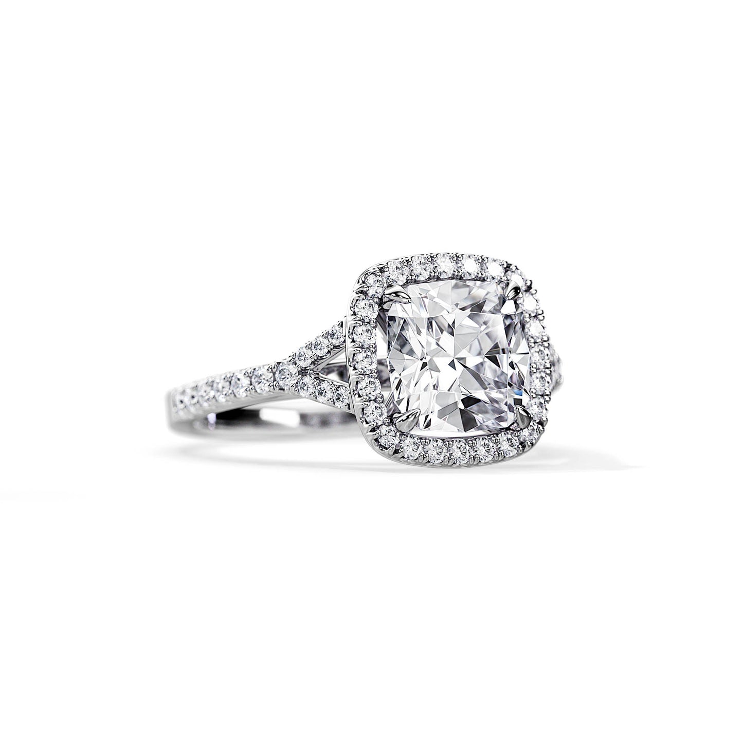 3.0 CT Cushion Moissanite Halo & Pave Engagement Ring
