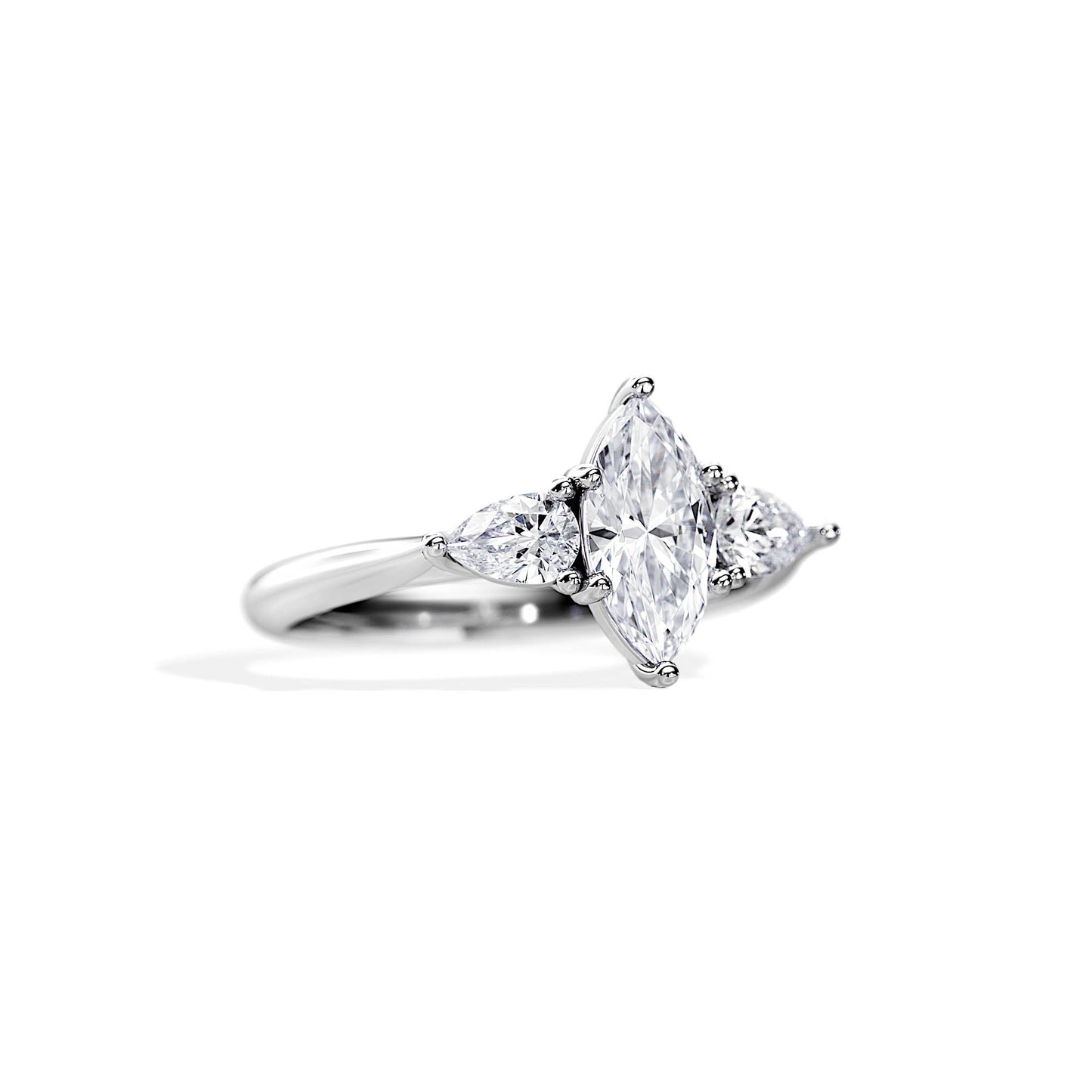 2.0 CT Marquise Cut Moissanite Three Stone Style Engagement Ring