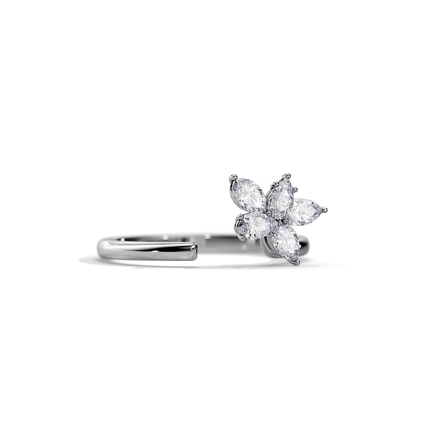 0.75 TCW Marquise / Pear Curved Moissanite Wedding Band
