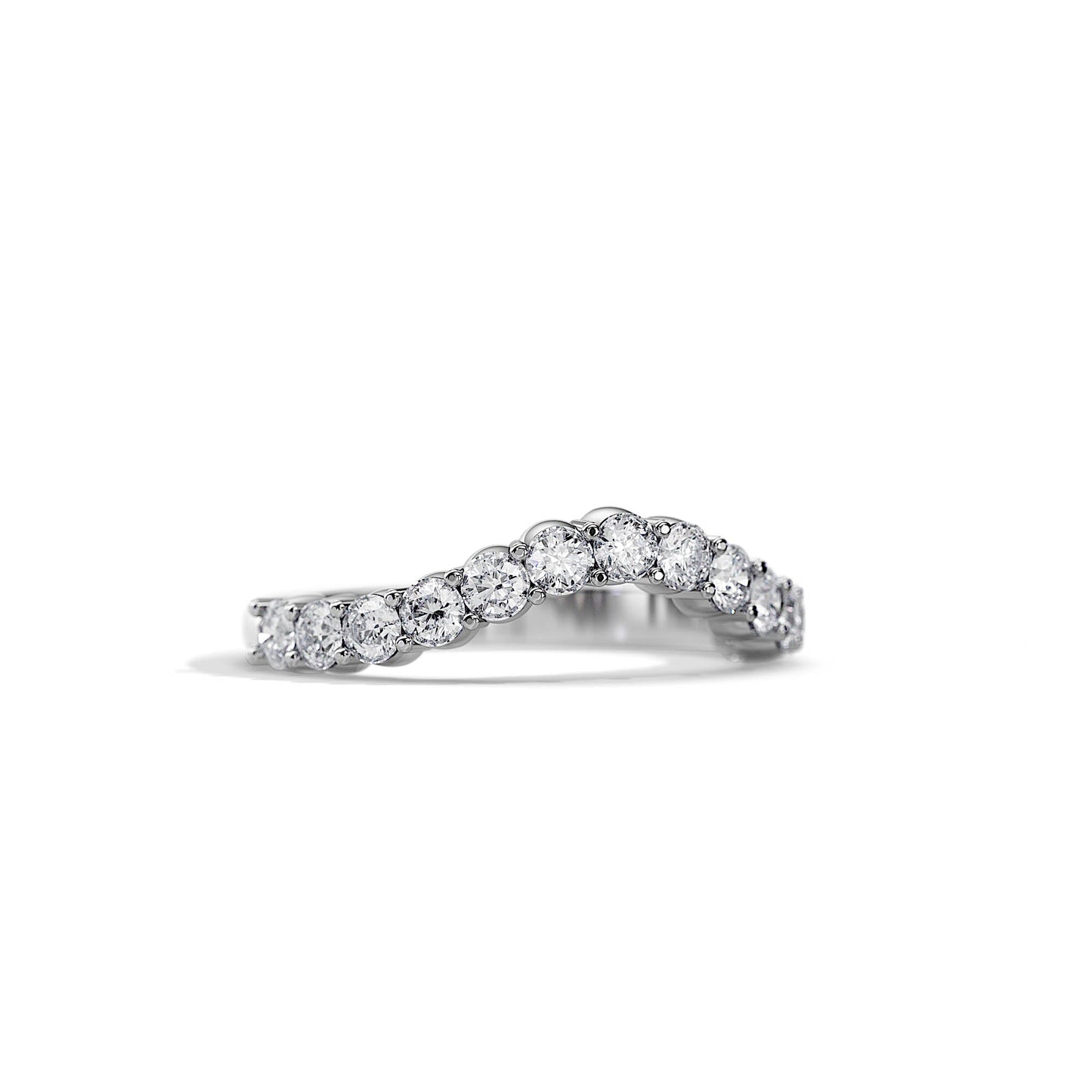 0.8 TCW Round Curved Moissanite Wedding Band