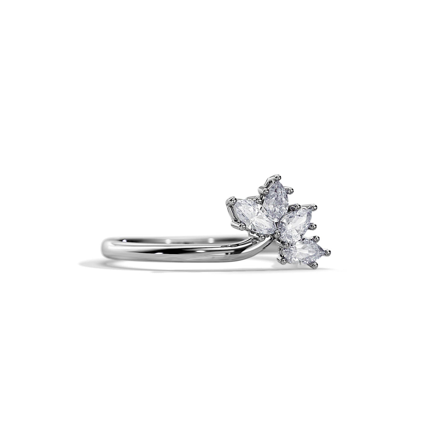 0.65 TCW Pear / Baguette Butterfly Moissanite Wedding Band