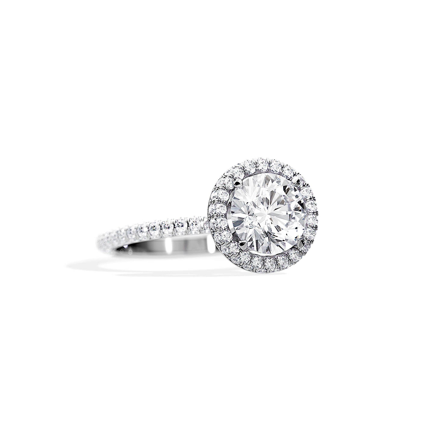 1.50 CT Round Cut Halo & Pave Moissanite Engagement Ring