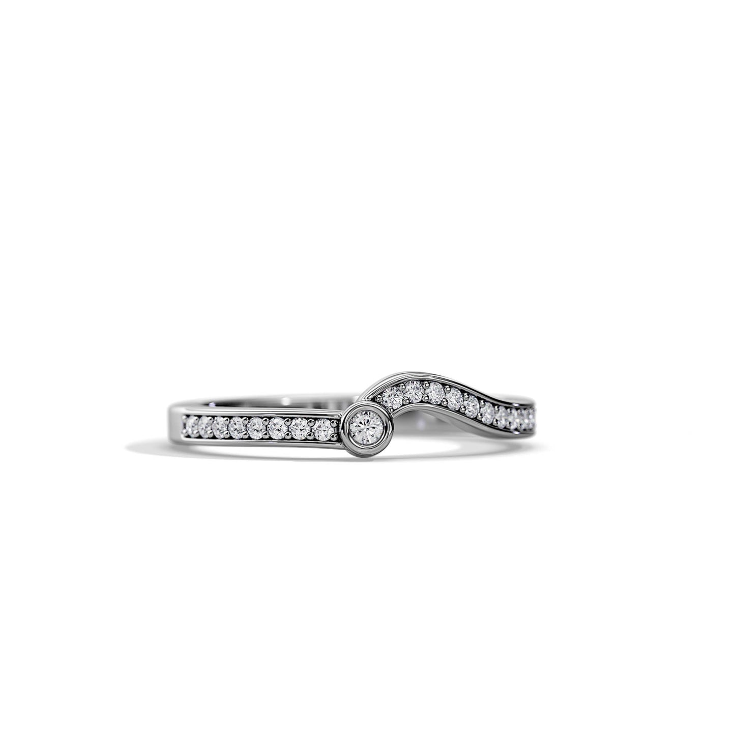 0.20 TCW Round Wave Pave Moissanite Wedding Band