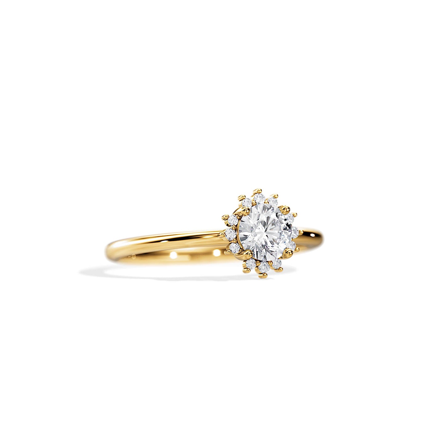 0.50 CT Round Cut Moissanite Halo Style Engagement Ring