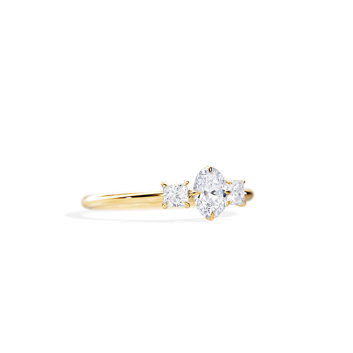 0.50 CT Oval Cut Moissanite Three Stone Engagement Ring