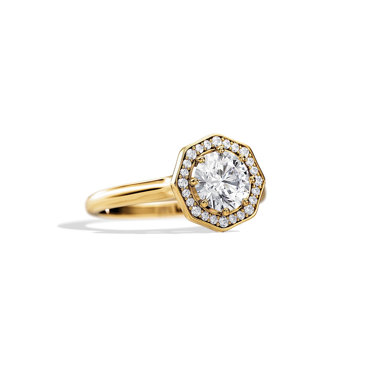 1.0 CT Round Cut Moissanite Halo Setting Engagement Ring