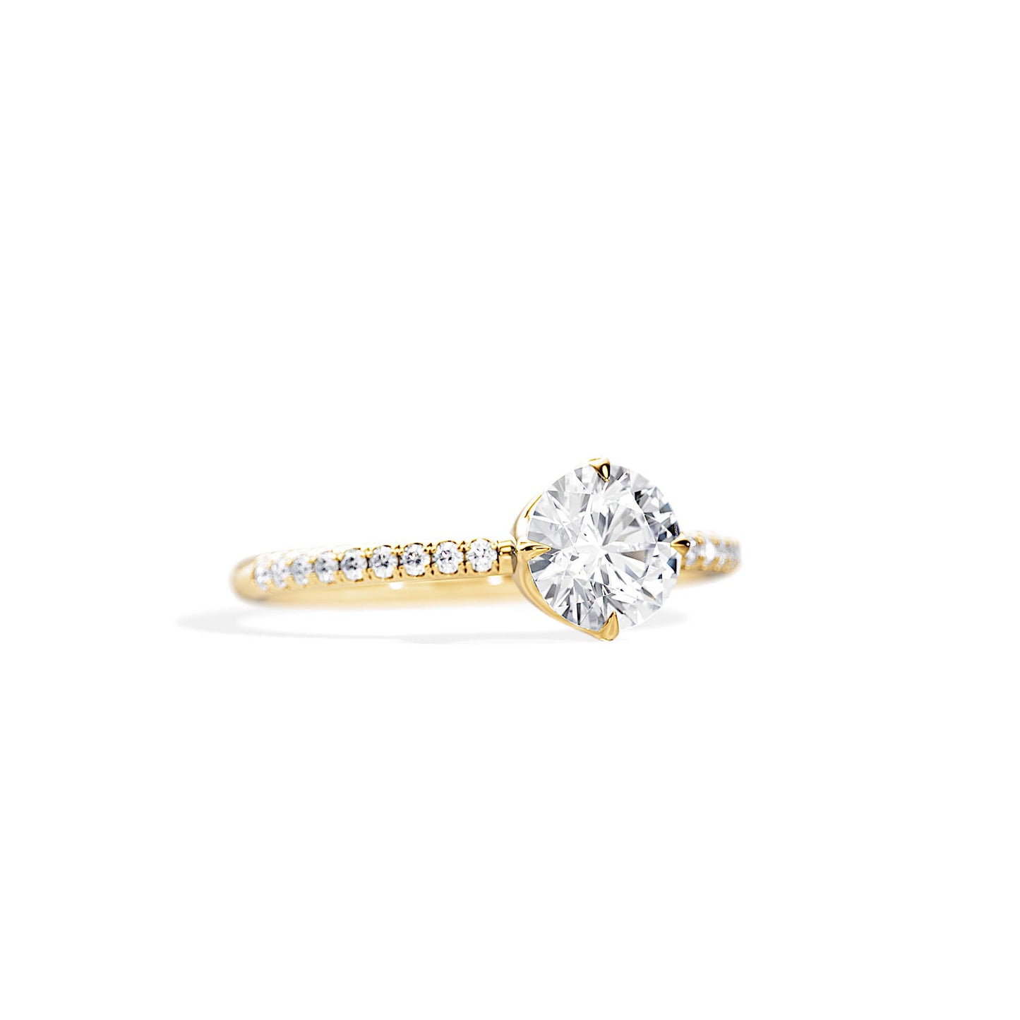 1.0 CT Round Cut Pave Setting Moissanite Engagement Ring