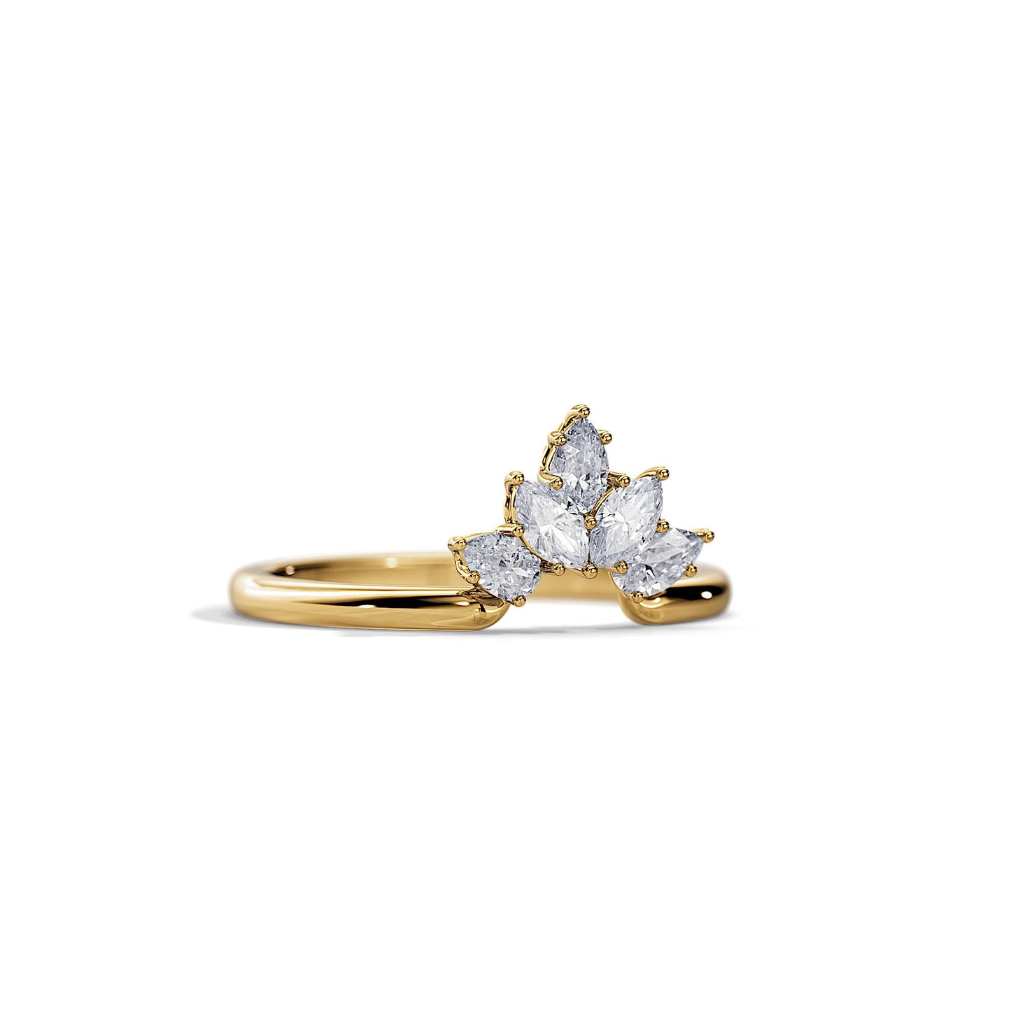 0.55 TCW Pear / Marquise Curved Moissanite Wedding Band