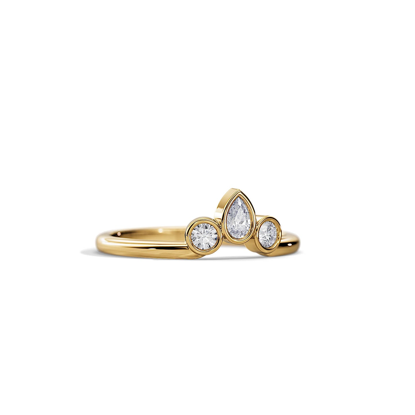 0.40 TCW Round & Pear Three Stone Moissanite Wedding Band