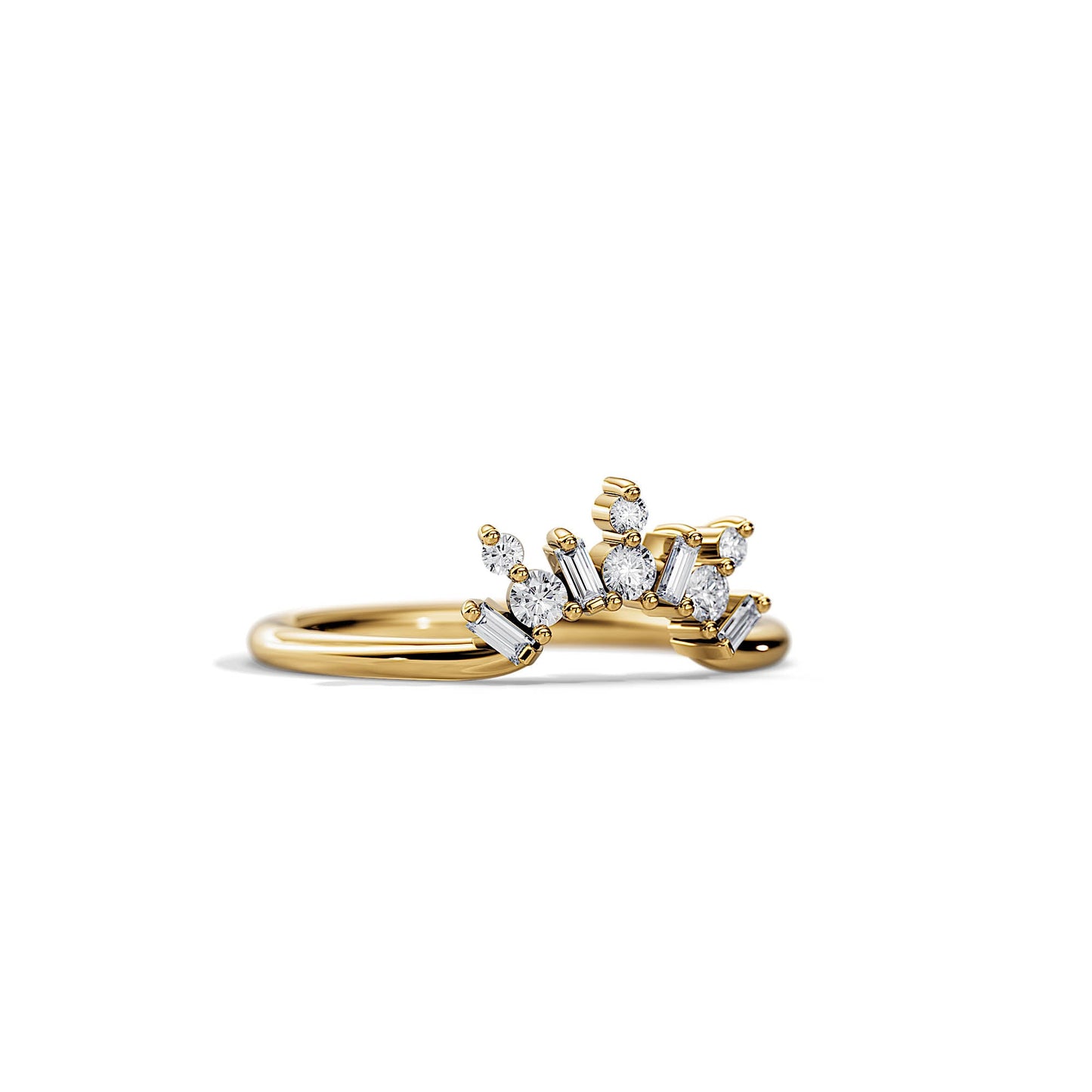 0.33 TCW Baguette/ Round Curved Wedding Band