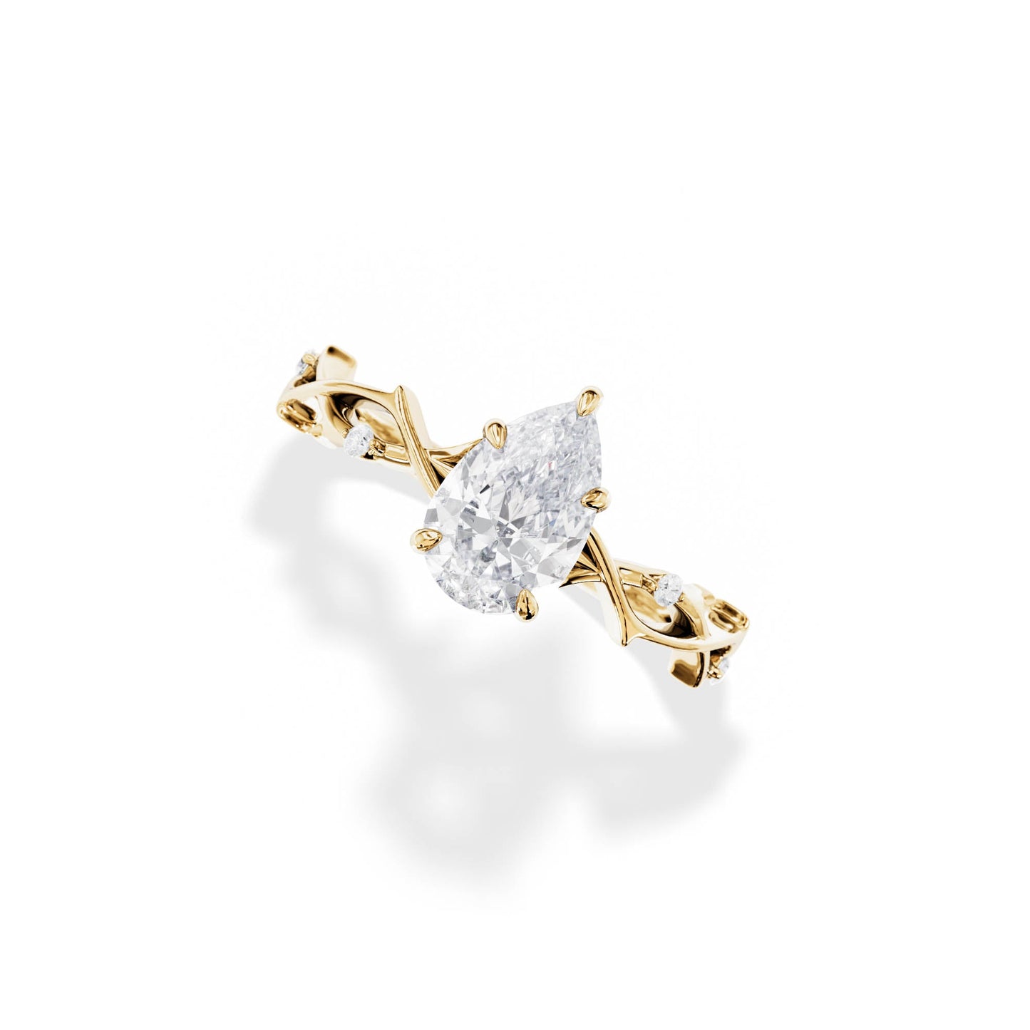 1.50 CT Pear Cut Moissanite Twig Style Engagement Ring