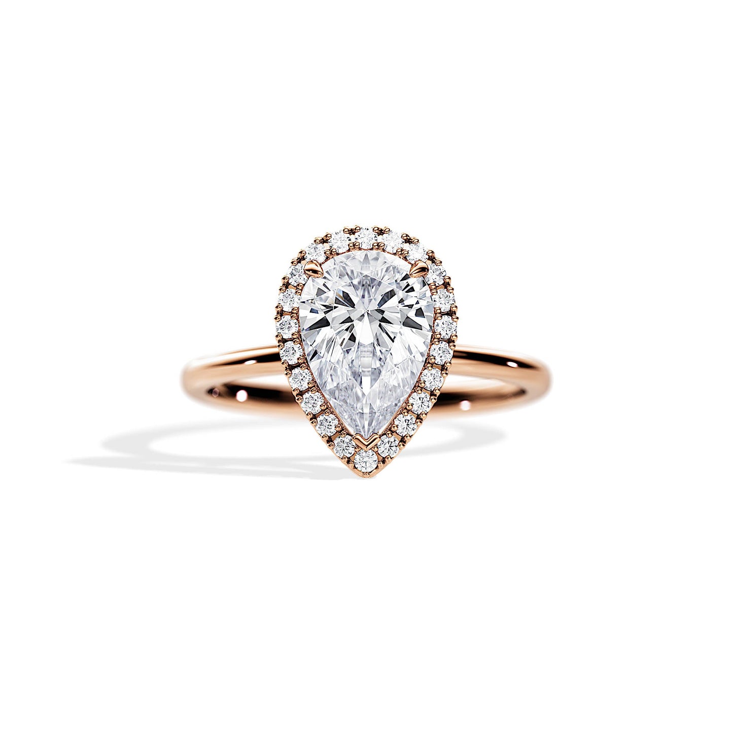2.10 CT Pear Cut Moissanite Halo Engagement Ring