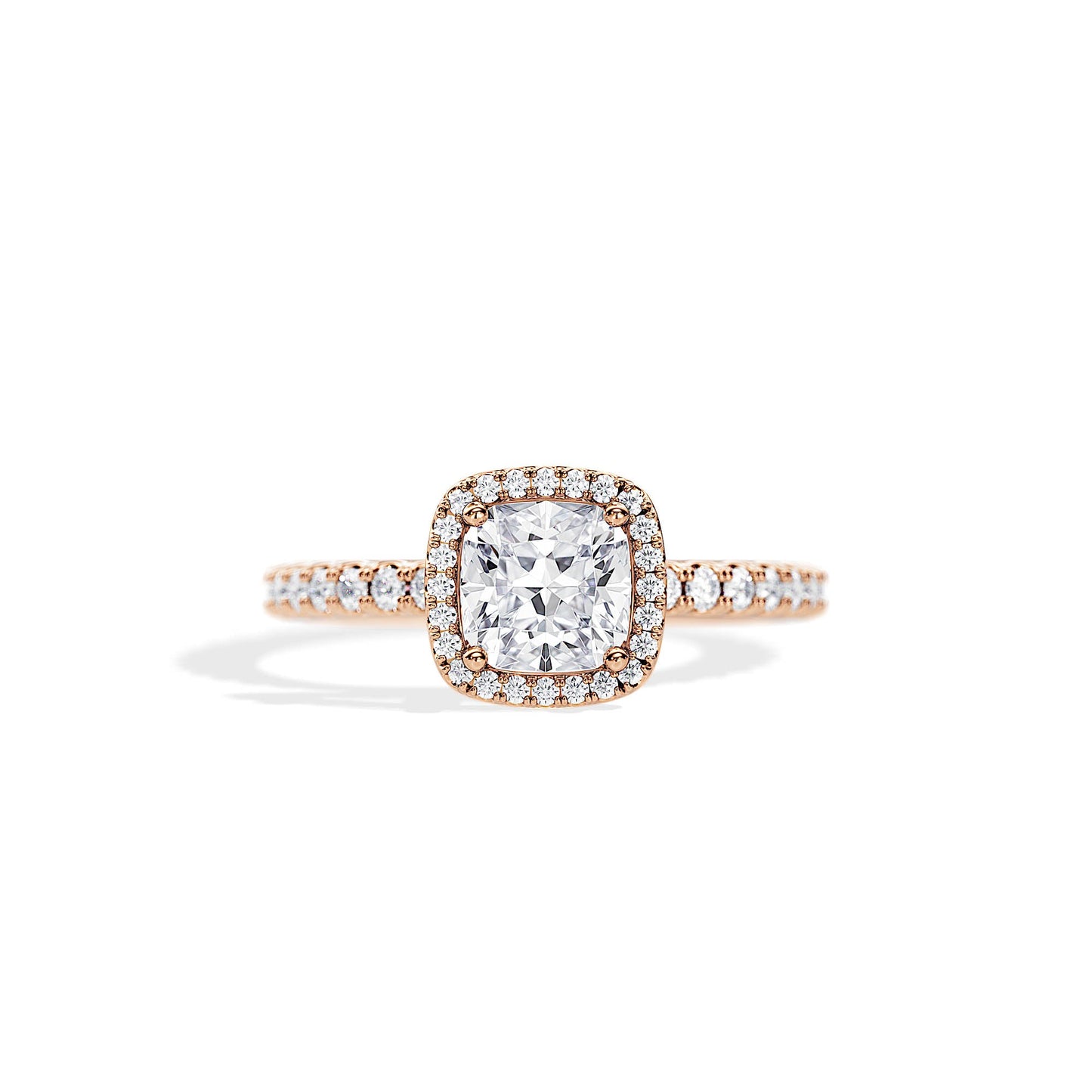 1.0 CT Cushion Cut Moissanite Halo & Pave Engagement Ring