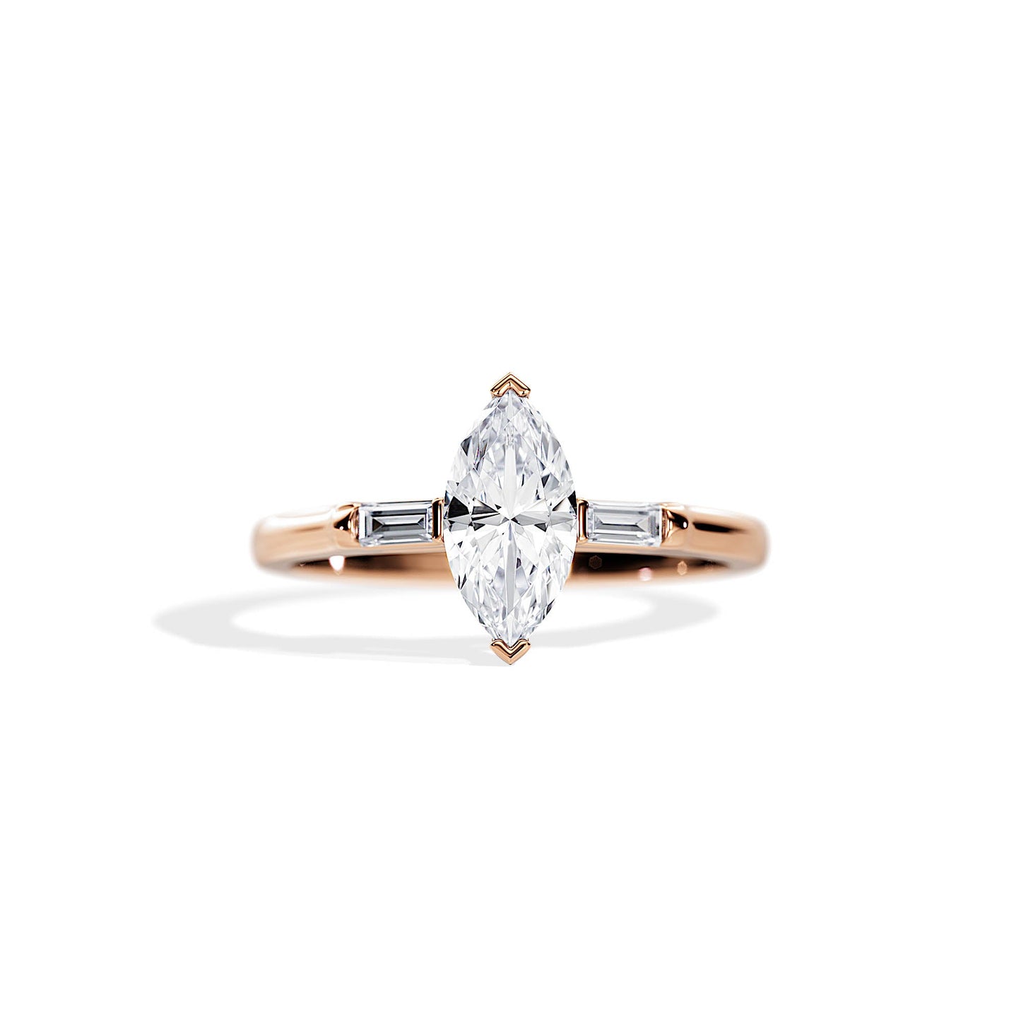1.0 CT Three Stone Marquise Cut Moissanite Engagement Ring