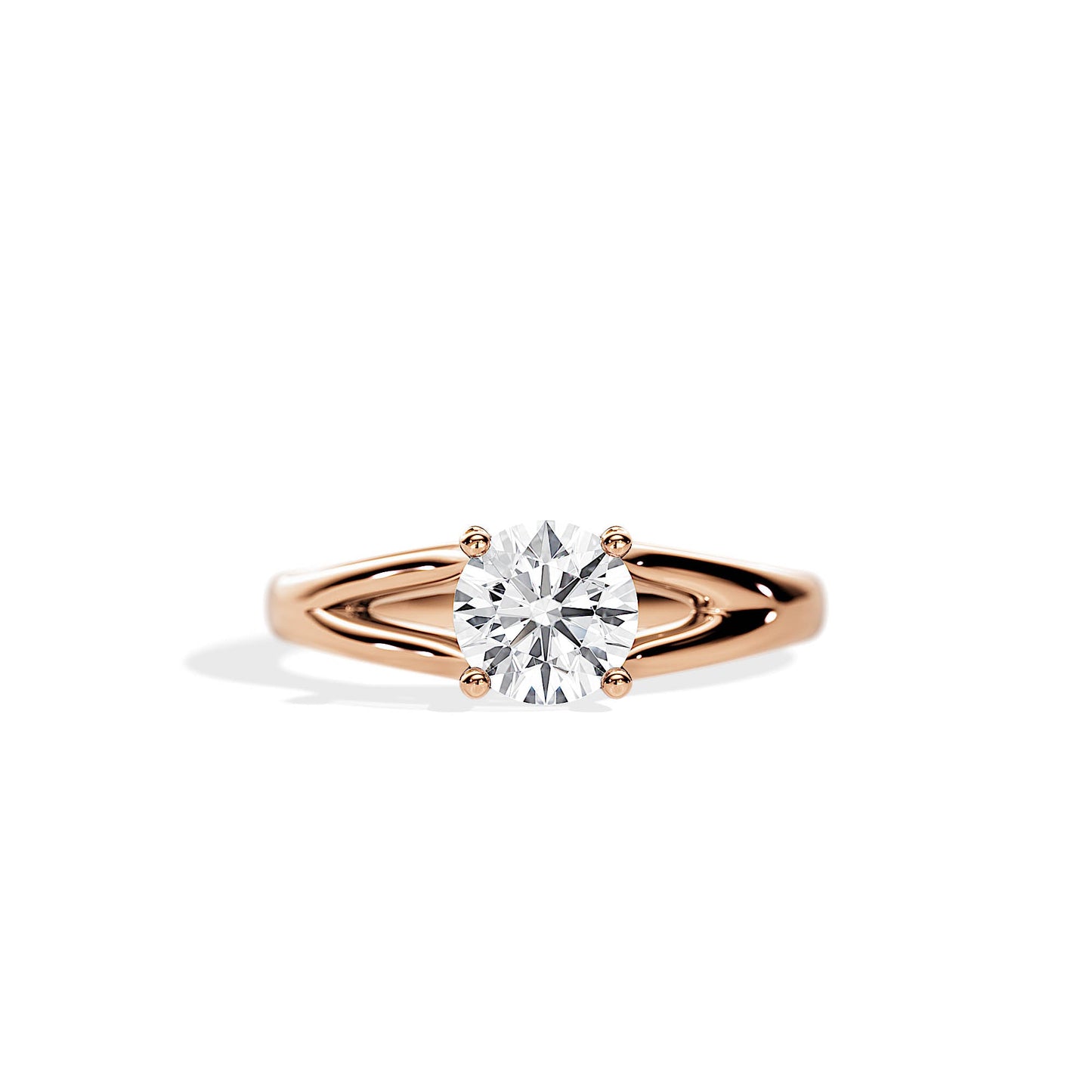 1.0 CT Round Moissanite Split Shank Style Engagement Ring