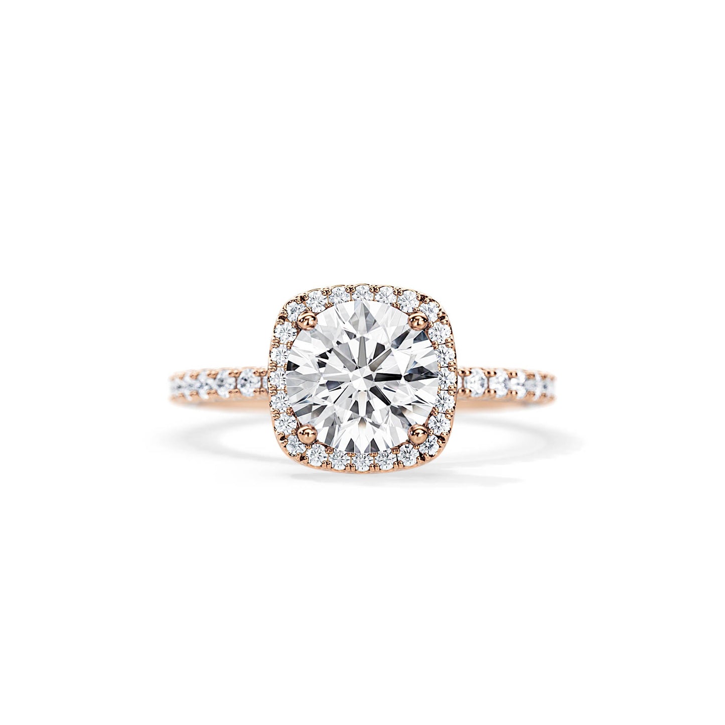 2.0 CT Round Cut Moissanite Halo & Pave Engagement Ring