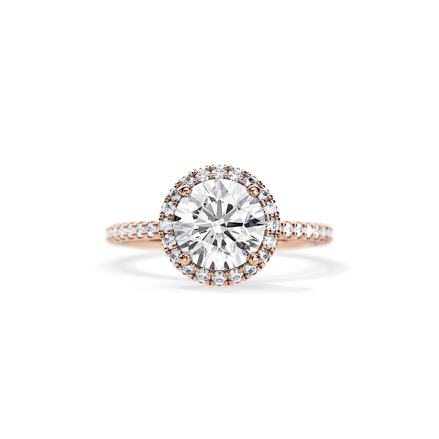 2.0 CT Round Cut Moissanite Halo Style & Pave Setting Engagement Ring