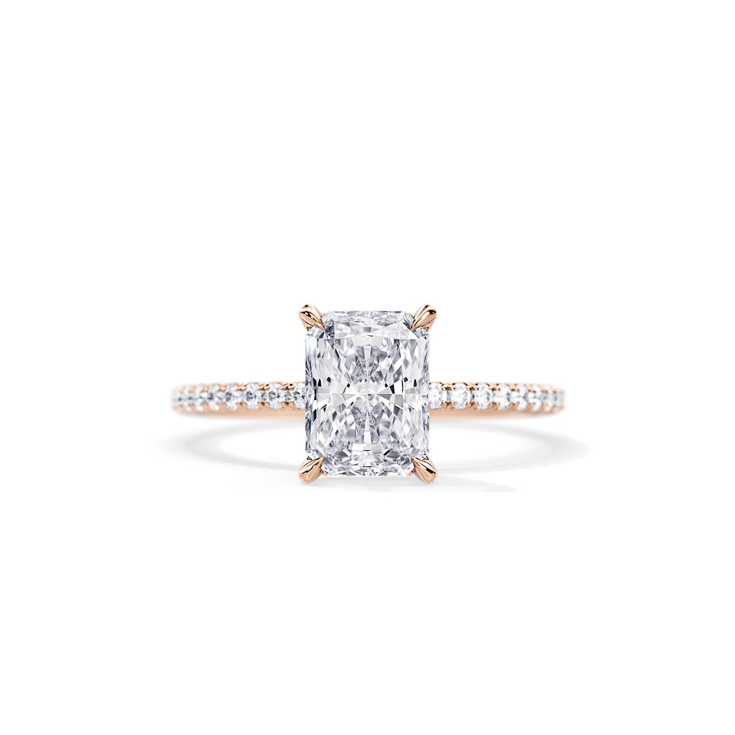 1.80 CT Radiant Cut Moissanite Hidden halo & Pave Engagement Ring