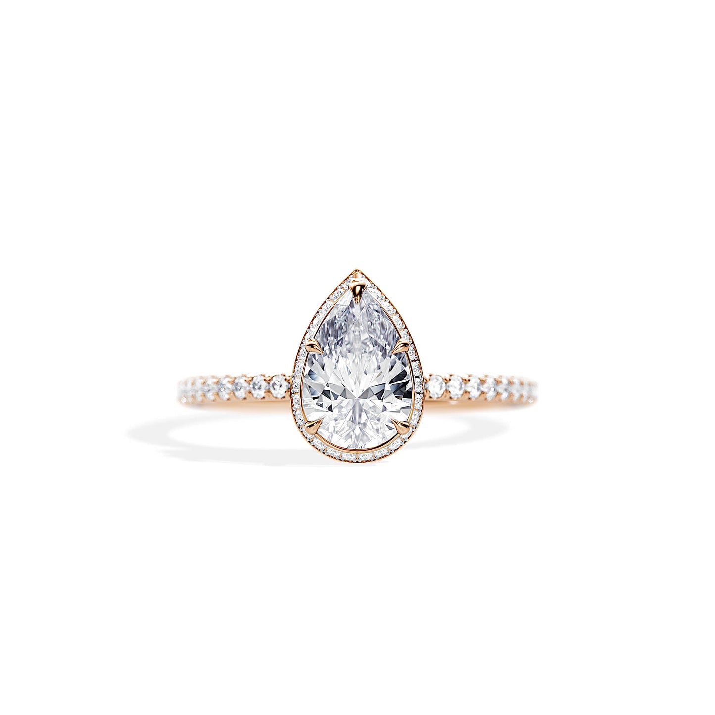 1.50 CT Pear Cut Moissanite Double Hidden Halo & Pave Engagement Ring